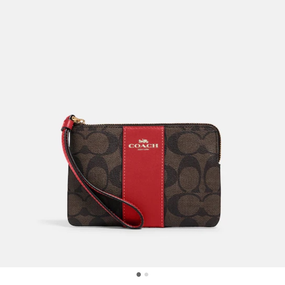 COACH Corner Zip Wristlet in Signature Canvas